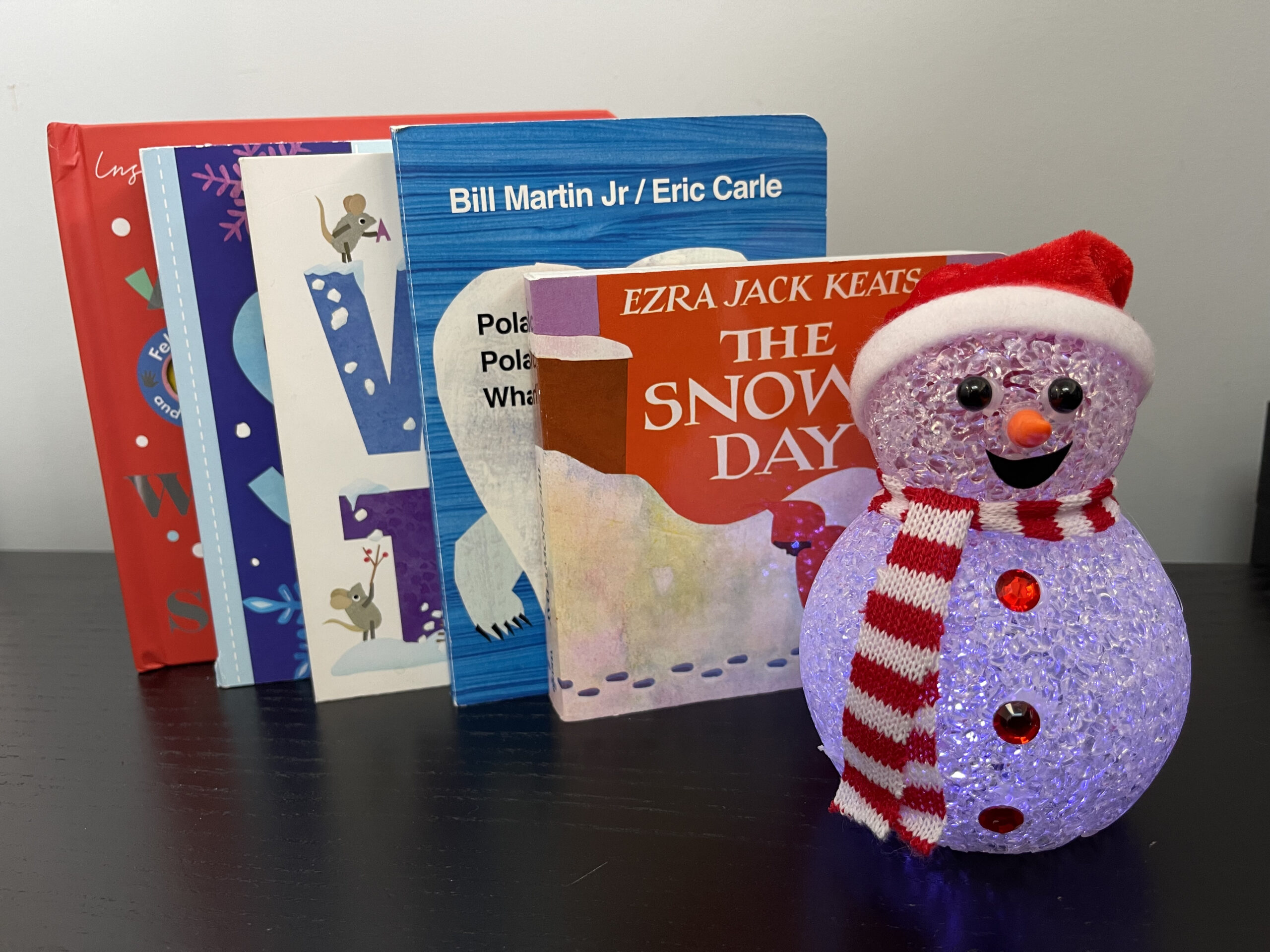 Five Winter Board Books and a Snowman Decoration